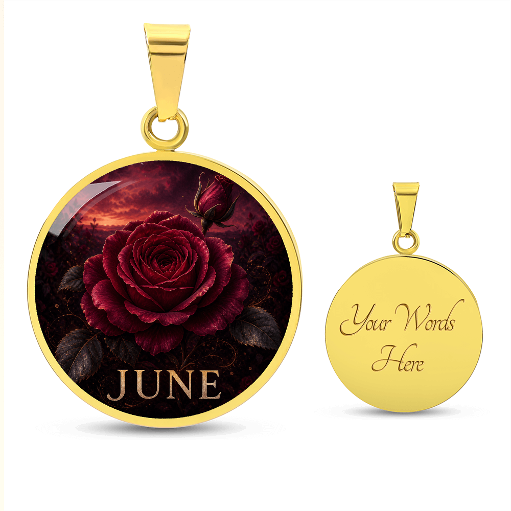 June Birth Flower Necklace | Rose Pendant