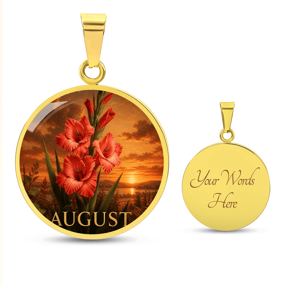 August Birth Flower Necklace | Gladiolus Pendant