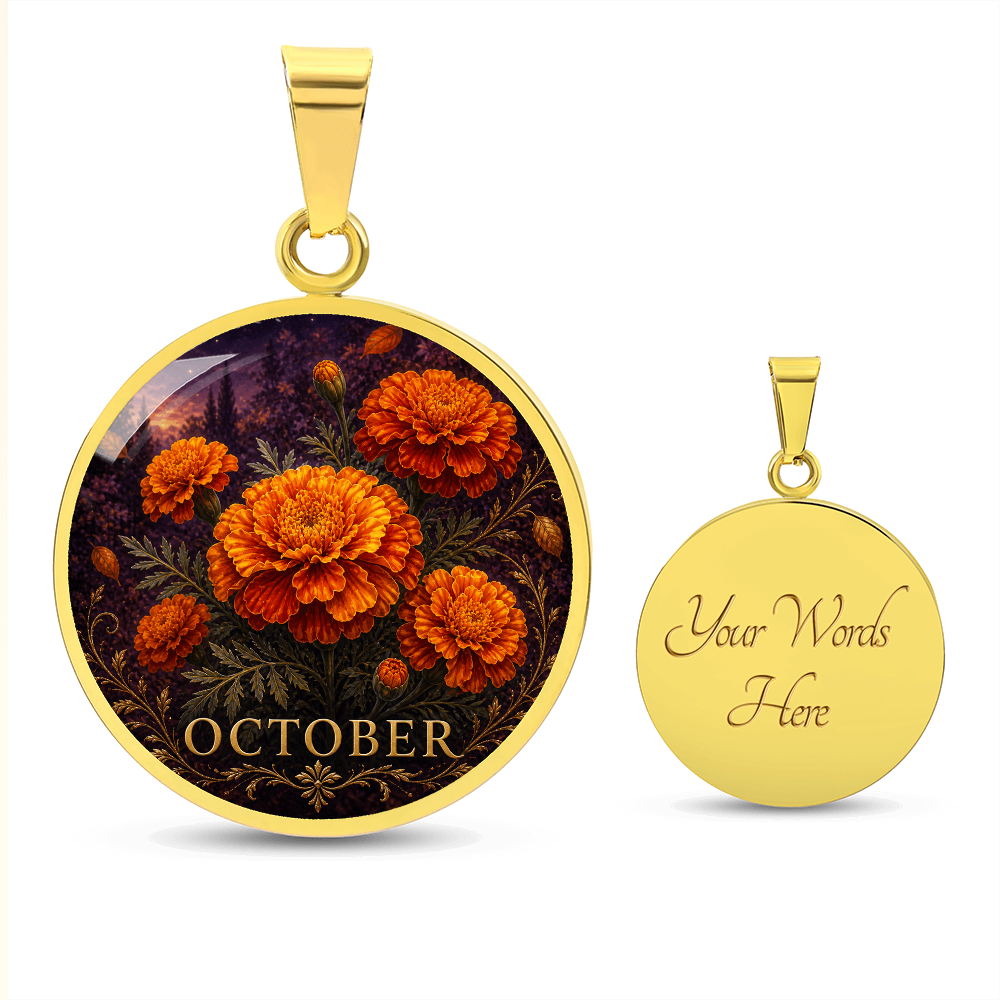 October Birth Flower Necklace | Marigold Pendant