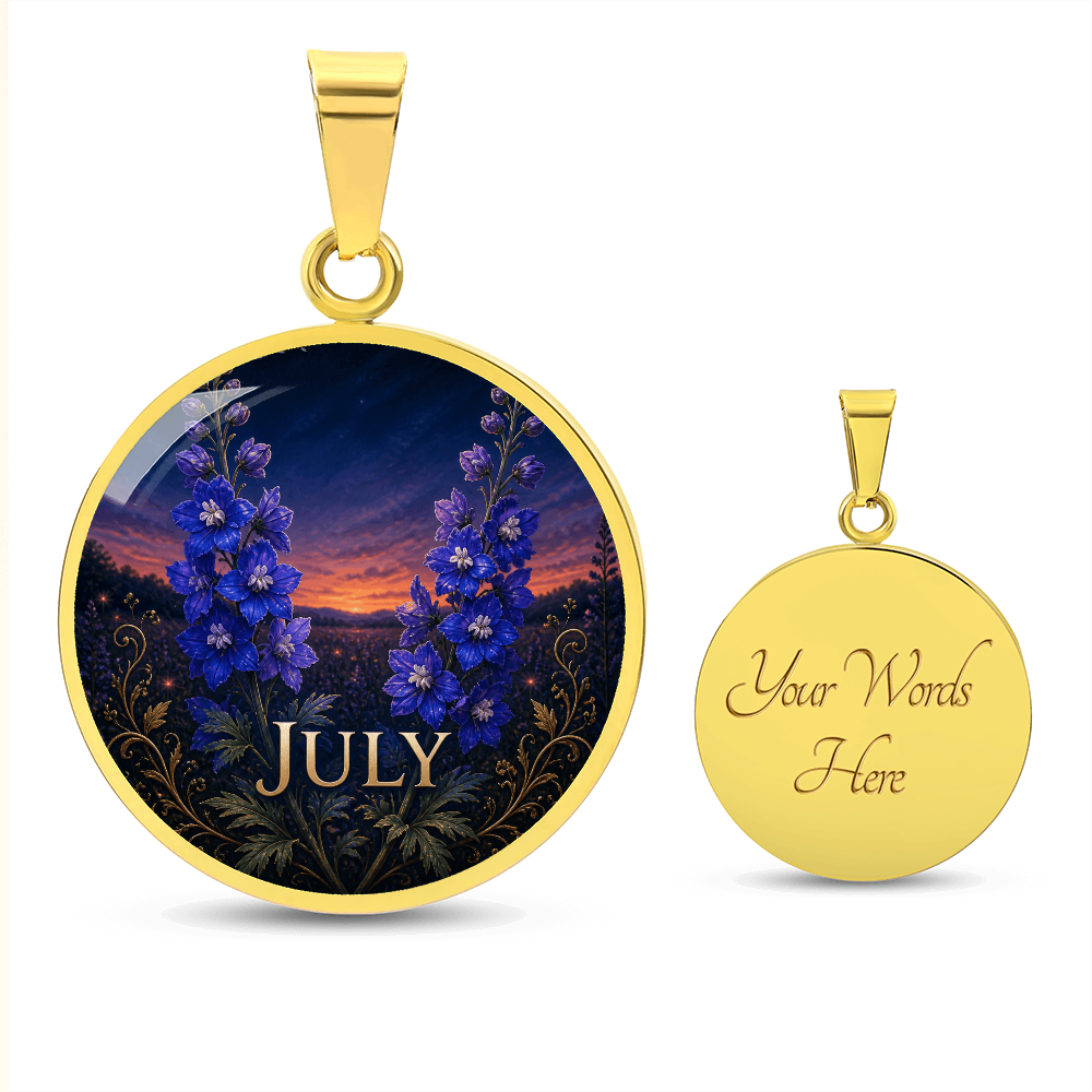 July Birth Flower Necklace | Larkspur Pendant