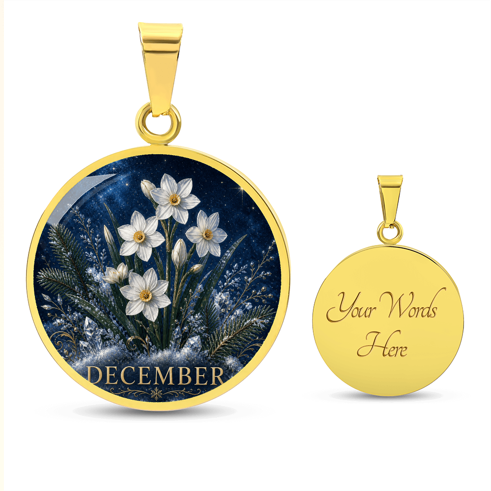 December Birth Flower Necklace | Narcissus Pendant