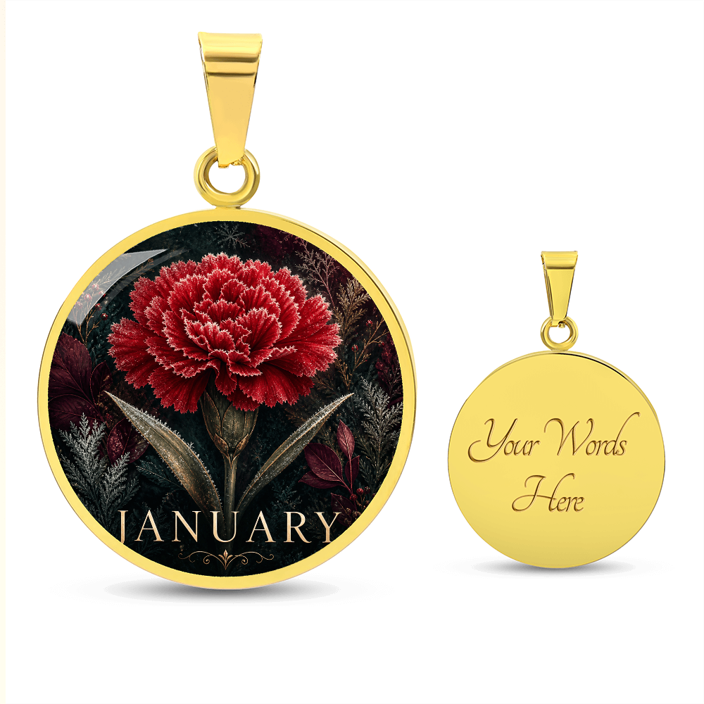 January Birth Flower Necklace | Carnation Pendant